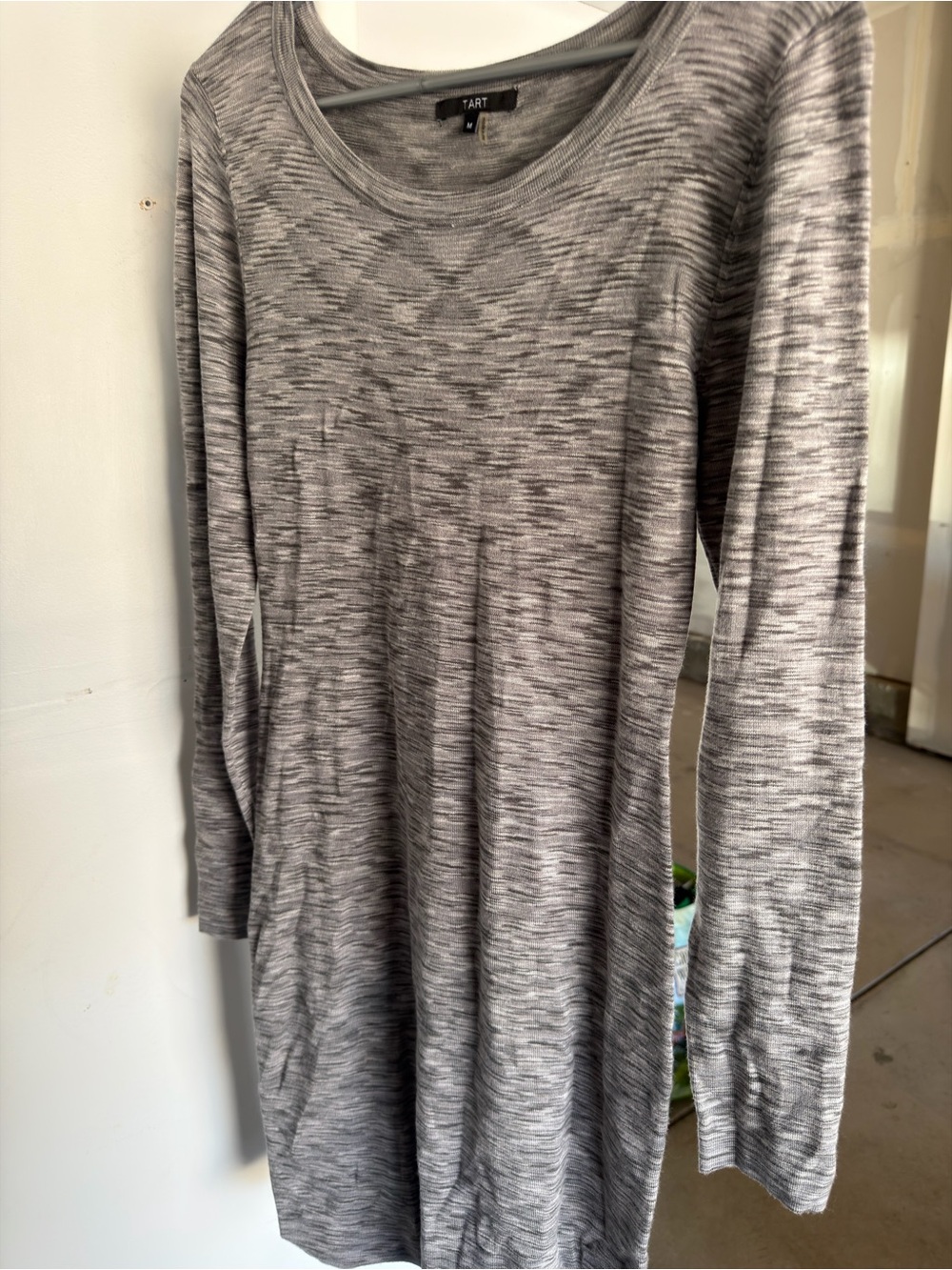 Tart Gray Scoop Neck Marled Knit Sweater